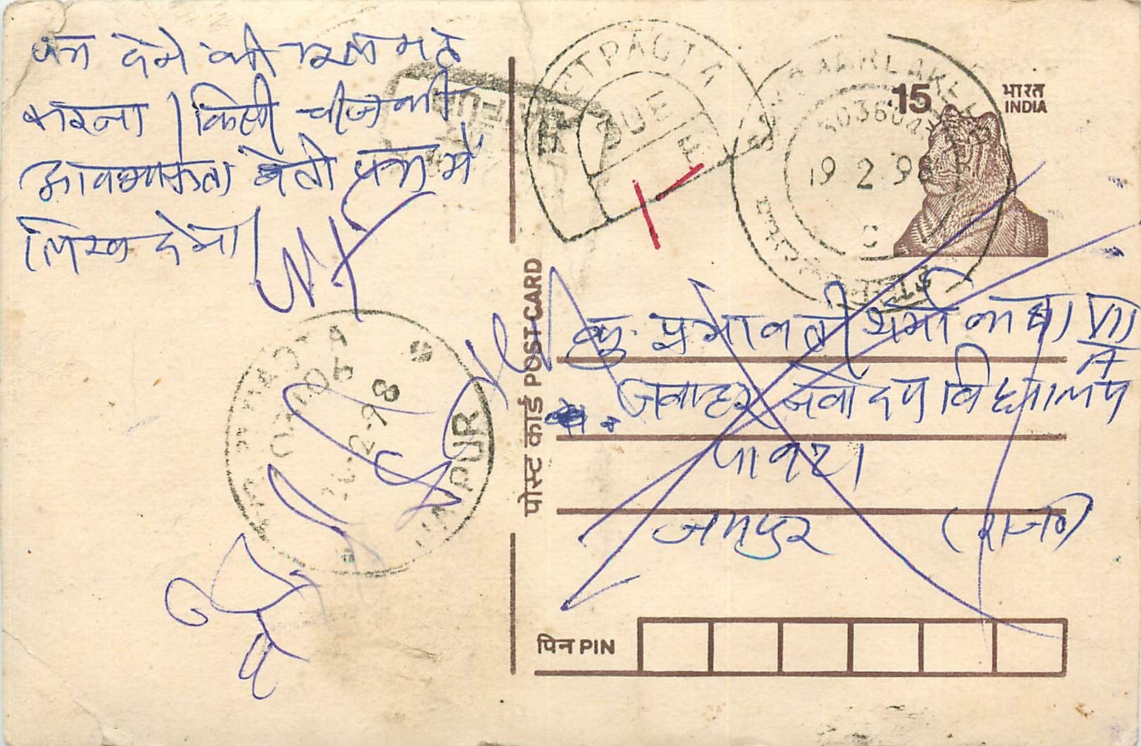 Inde India Cover Card Postal Stationary Tigre