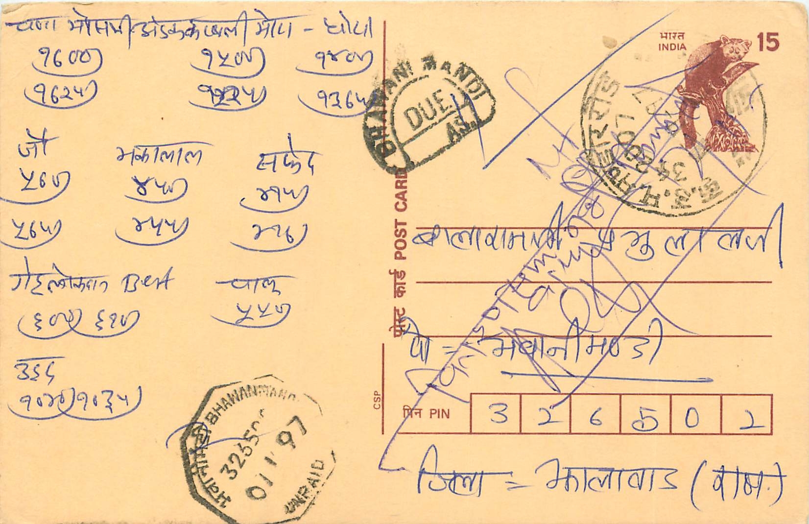 Inde India Cover Card Postal Stationary Singe Monkey Lemurien