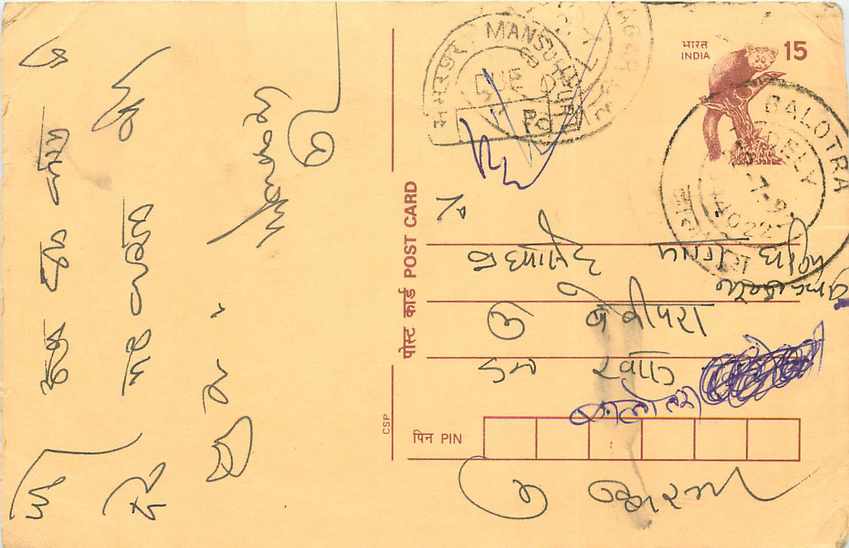 Inde India Cover Card Postal Stationary Singe Monkey Lemurien