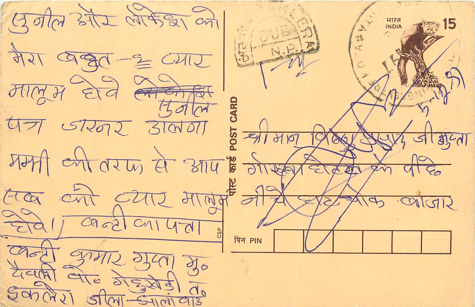 Inde India Cover Card Postal Stationary Singe Monkey Lemurien