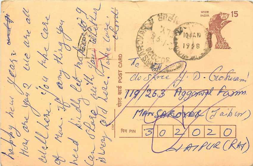 Inde India Cover Card Postal Stationary Singe Monkey Lemurien