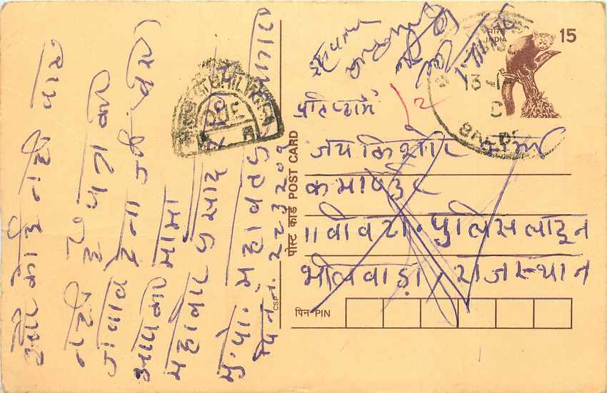 Inde India Cover Card Postal Stationary Singe Monkey Lemurien