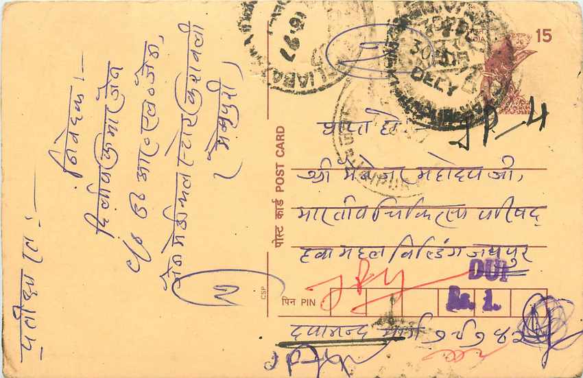 Inde India Cover Card Postal Stationary Singe Monkey Lemurien