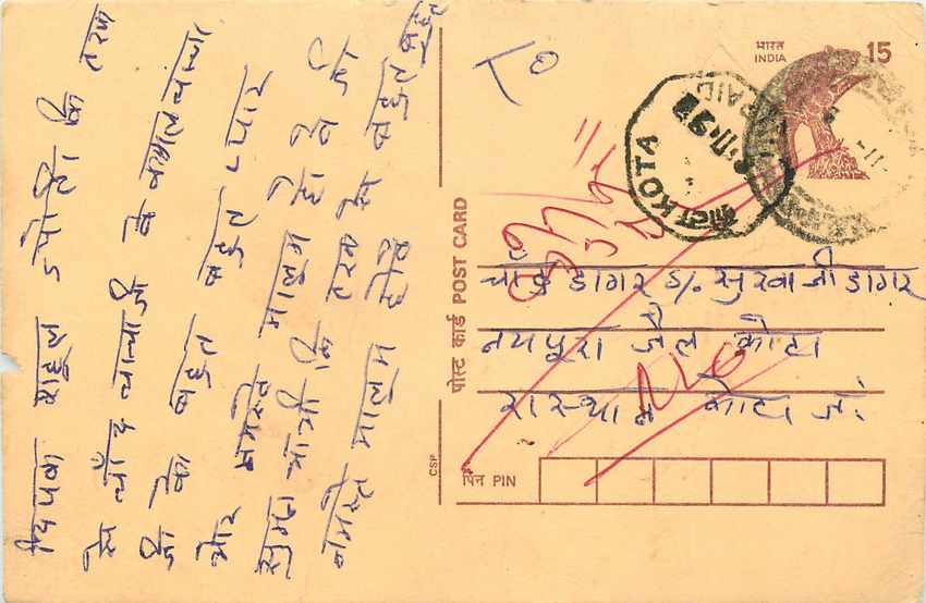 Inde India Cover Card Postal Stationary Singe Monkey Lemurien
