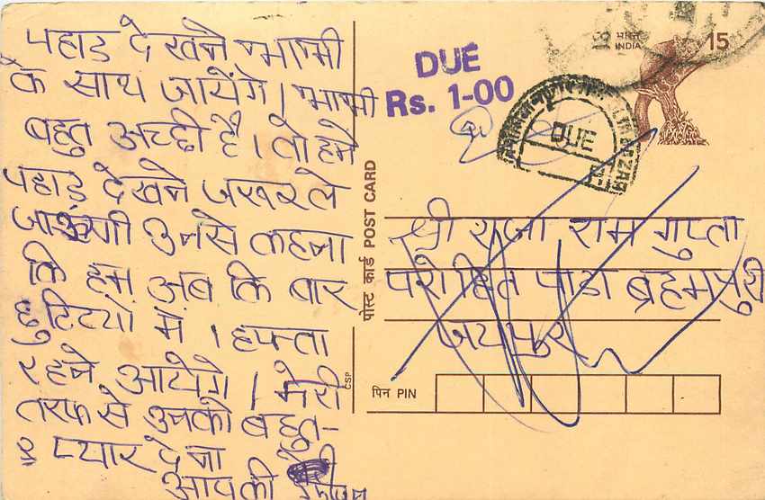 Inde India Cover Card Postal Stationary Singe Monkey Lemurien
