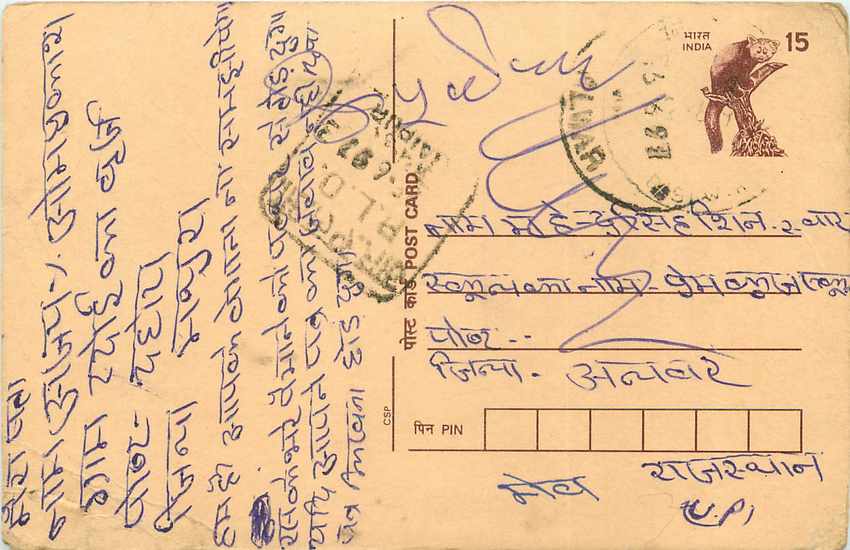 Inde India Cover Card Postal Stationary Singe Monkey Lemurien