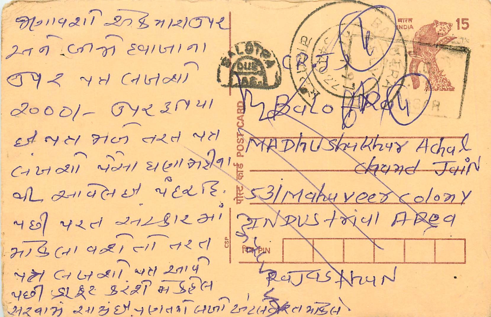 Inde India Cover Card Postal Stationary Singe Monkey Lemurien