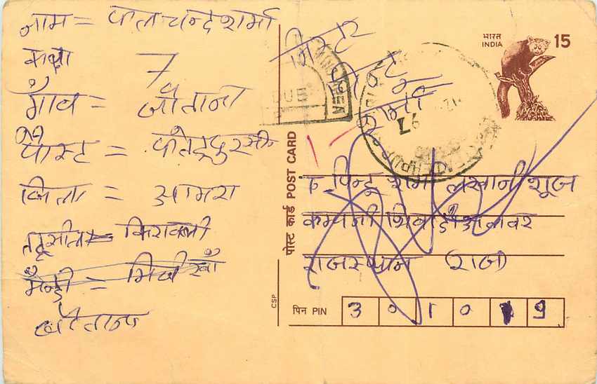 Inde India Cover Card Postal Stationary Singe Monkey Lemurien