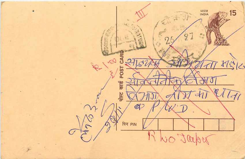 Inde India Cover Card Postal Stationary Singe Monkey Lemurien