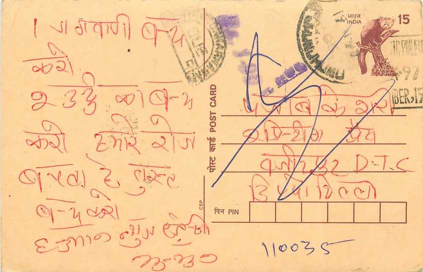 Inde India Cover Card Postal Stationary Singe Monkey Lemurien