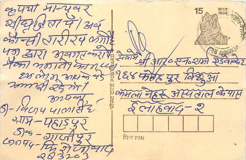 Inde India Cover Card Postal Stationary Tigre
