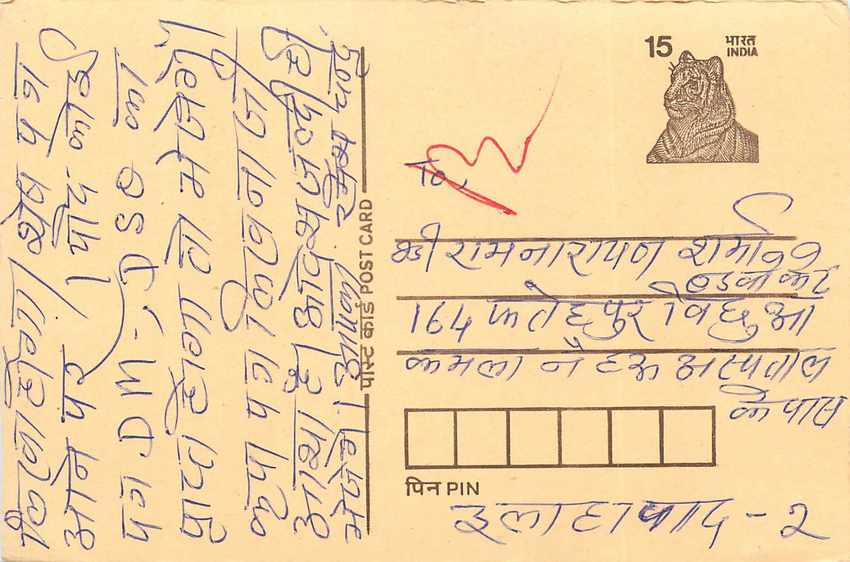 Inde India Cover Card Postal Stationary Tigre