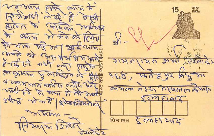 Inde India Cover Card Postal Stationary Tigre