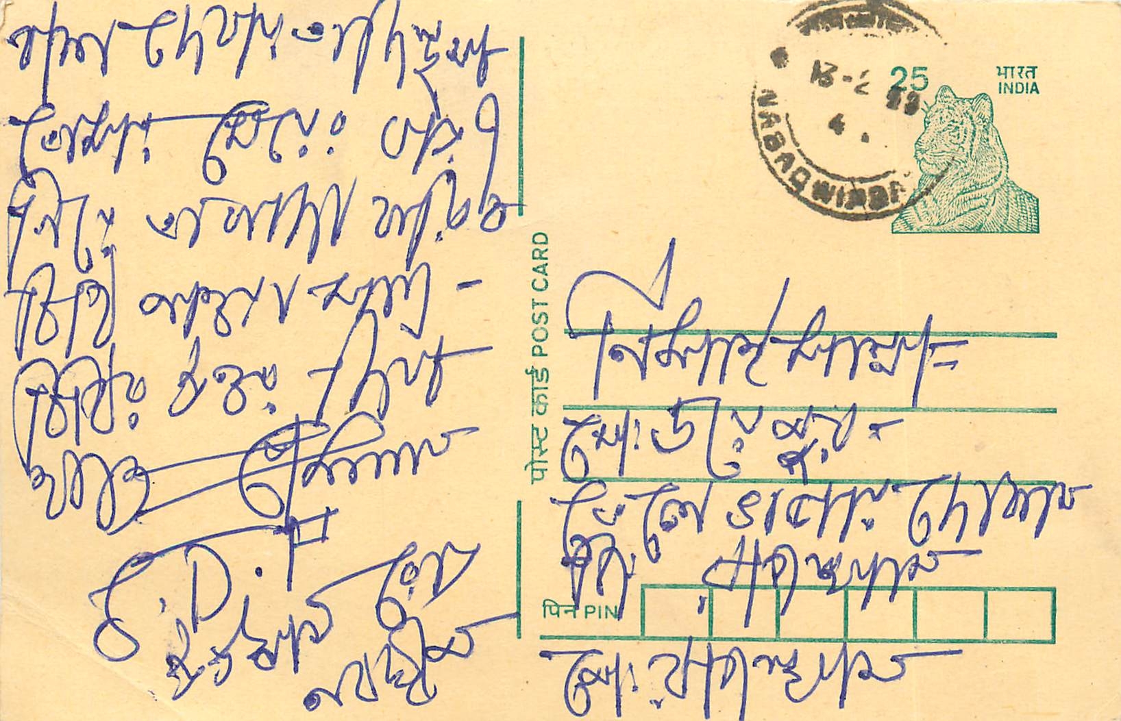 Inde India Cover Card Postal Stationary Tigre