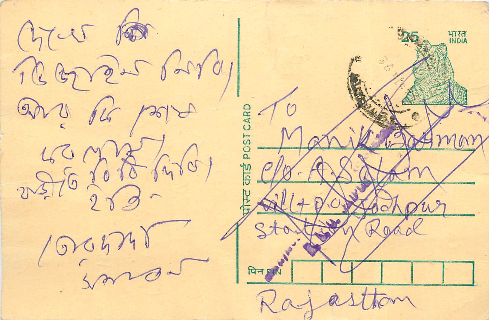 Inde India Cover Card Postal Stationary Tigre