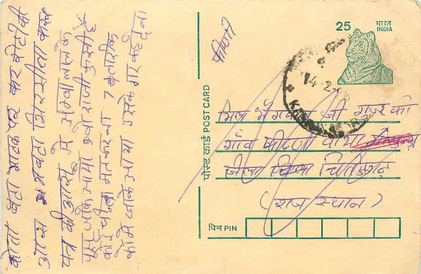 Inde India Cover Card Postal Stationary Tigre