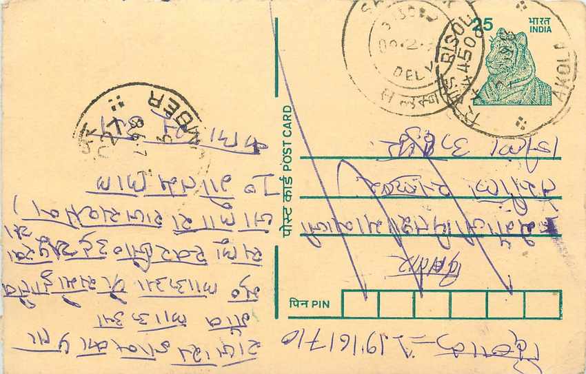 Inde India Cover Card Postal Stationary Tigre