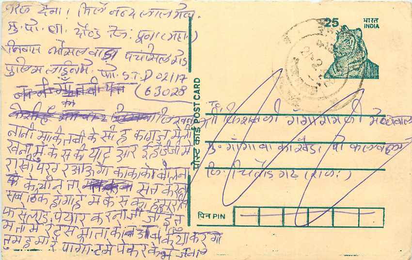 Inde India Cover Card Postal Stationary Tigre