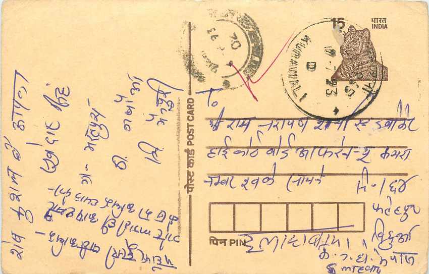 Inde India Cover Card Postal Stationary Tigre