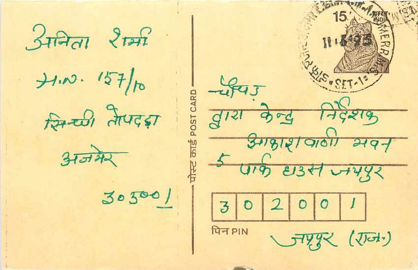 Inde India Cover Card Postal Stationary Tigre
