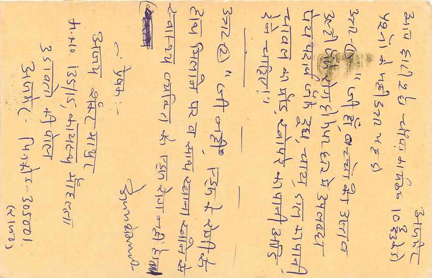 Inde India Cover Card Postal Stationary Tigre — Verso