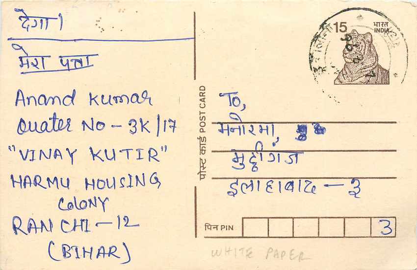 Inde India Cover Card Postal Stationary Tigre