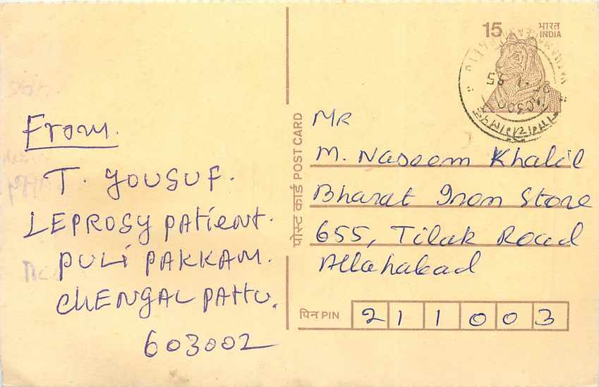 Inde India Cover Card Postal Stationary Tigre
