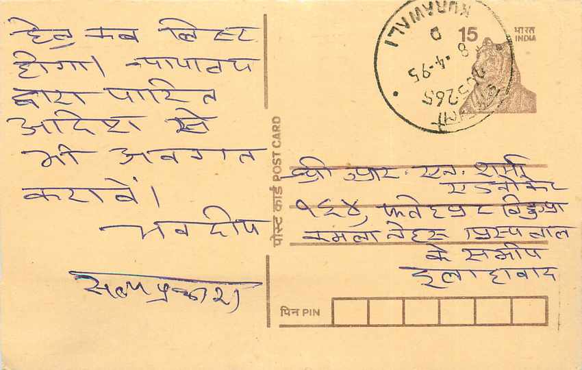 Inde India Cover Card Postal Stationary Tigre