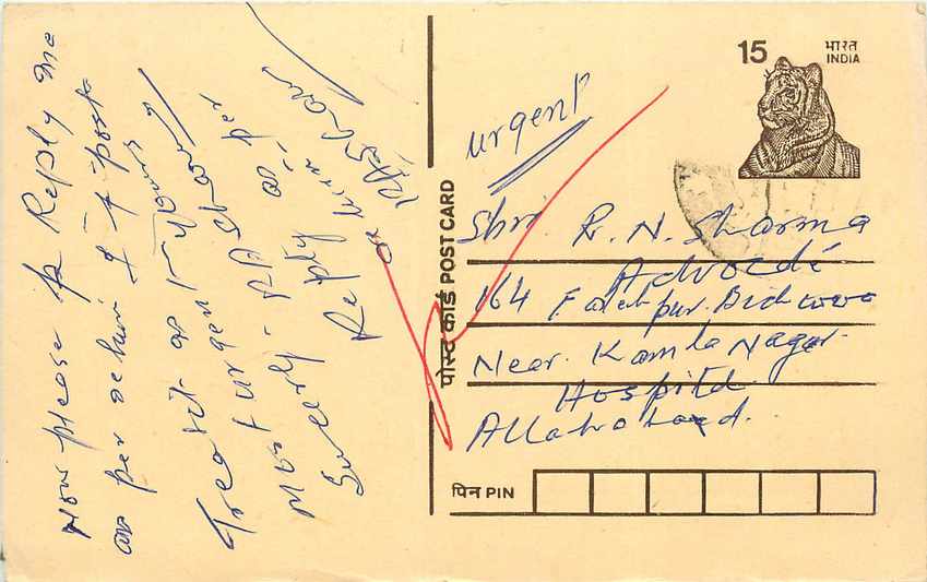 Inde India Cover Card Tigre Tiger