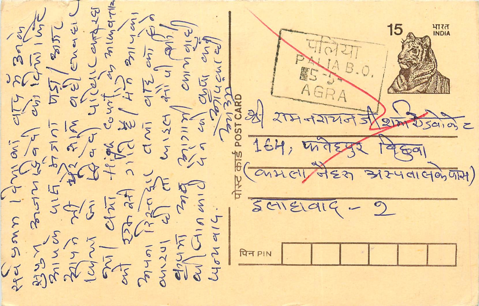 Inde India Cover Card Tigre Tiger