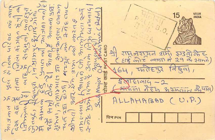 Inde India Cover Card Tigre Tiger