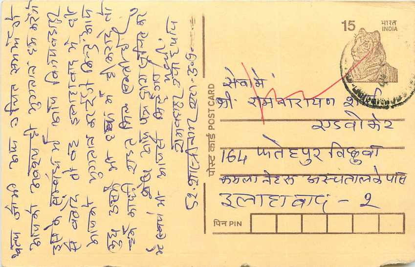 Inde India Cover Card Tigre Tiger