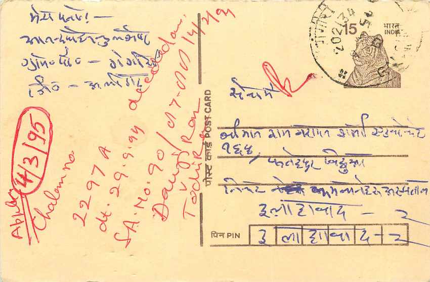 Inde India Cover Card Tigre Tiger