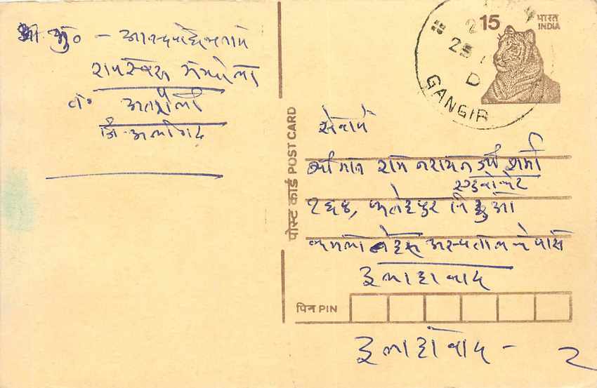 Inde India Cover Card Tigre Tiger
