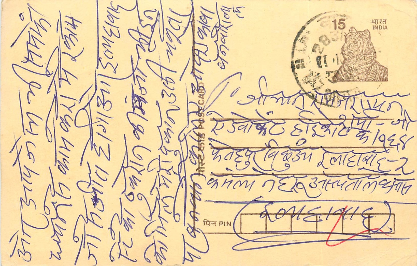 Inde India Cover Card Tigre Tiger