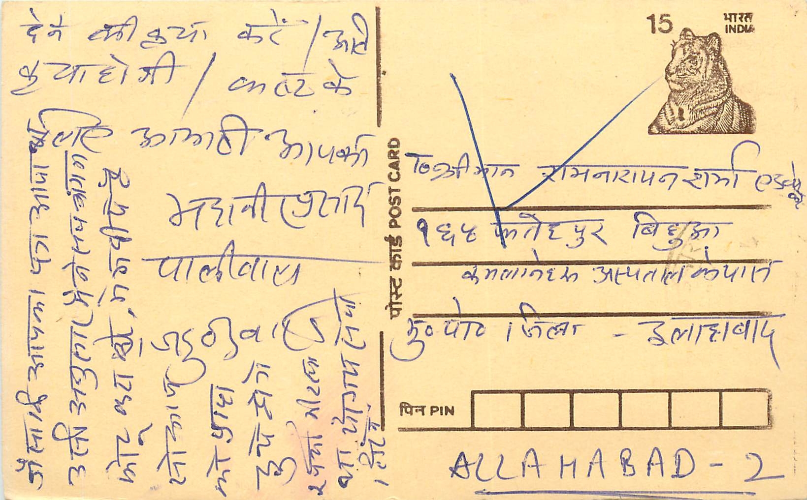 Inde India Cover Card Tigre Tiger