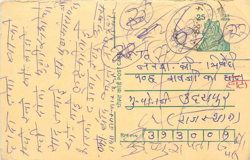 Inde India Cover Card Postal Stationary Tigre
