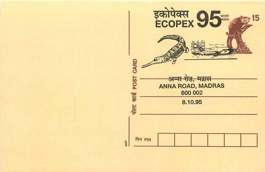 Inde India Cover Card Postal Stationary Singe Monkey Lemurien