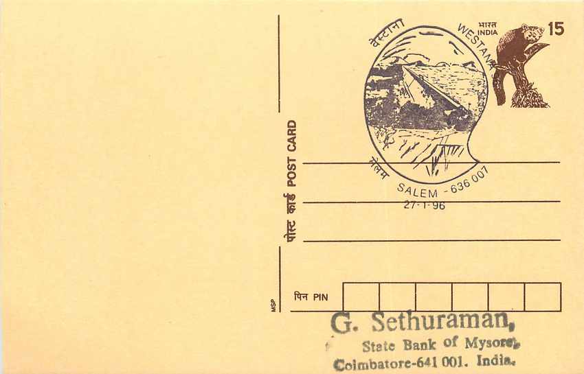 Inde India Cover Card Postal Stationary Singe Monkey Lemurien