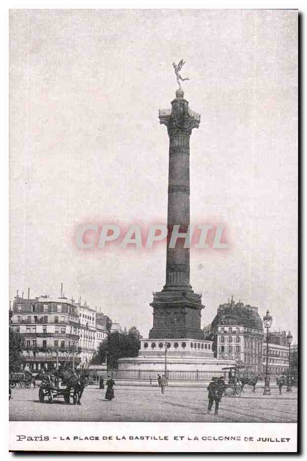 Paris CPA Place de la Bastille et la colonne de Juillet