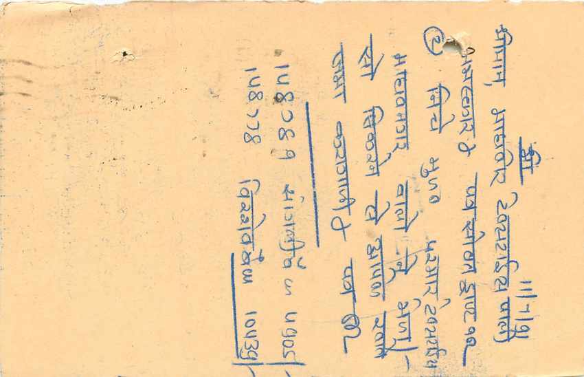 Inde India Entier Postal Stationary Tigre — Verso