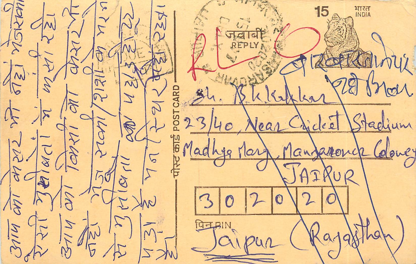 Inde India Entier Postal Stationary Tigre