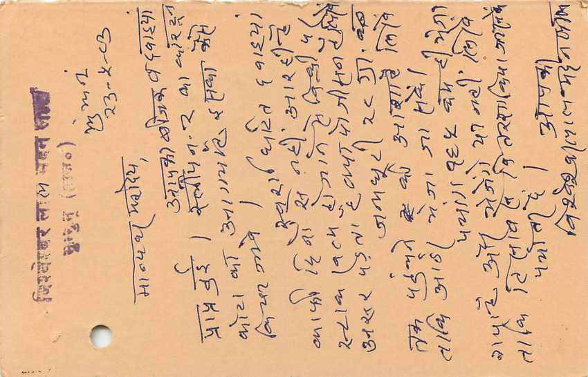 Inde India Entier Postal Stationary Tigre — Verso