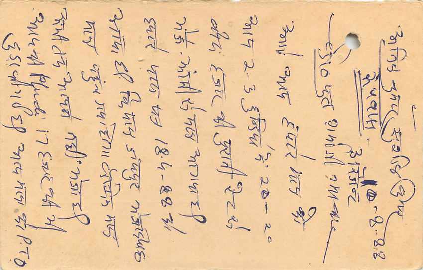 Inde India Entier Postal Stationary Tigre — Verso