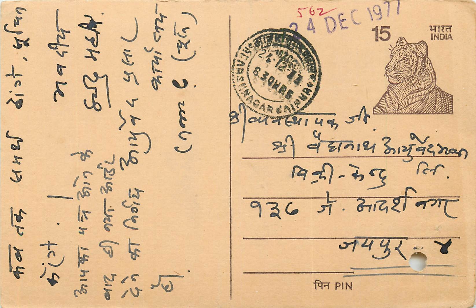 Inde India Entier Postal Stationary Tigre