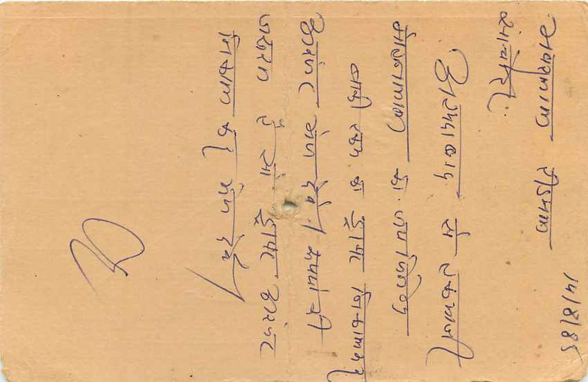 Inde India Entier Postal Stationary Tigre — Verso