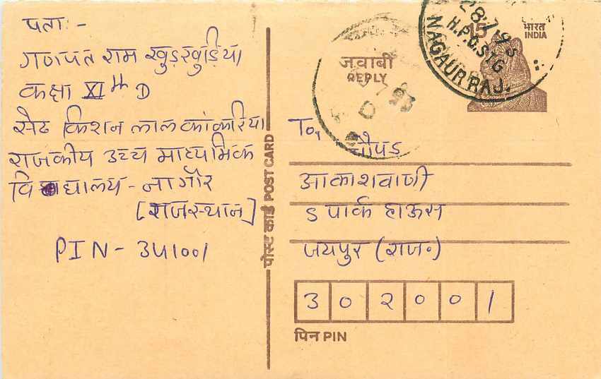 Inde India Entier Postal Stationary Tigre