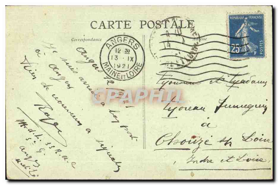 Angers CPA La cathedrale — Rückseite