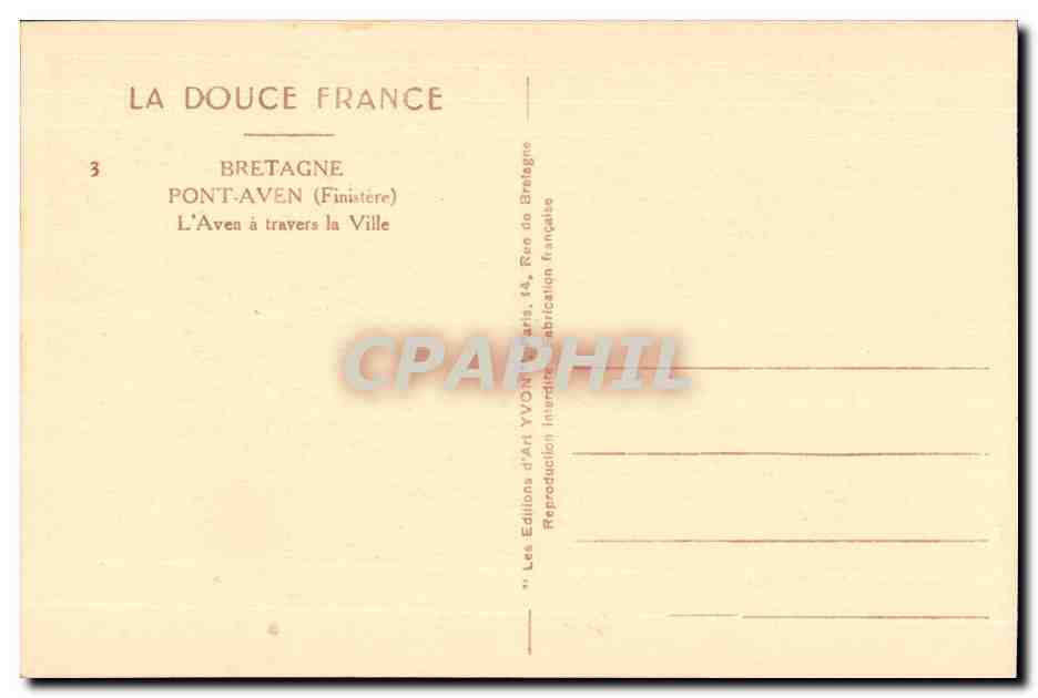 pont Aven CPA l'aven a travers la ville — Rückseite