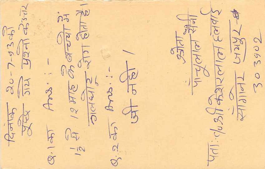 Inde India Entier Postal Stationary Tigre Tiger  — Verso